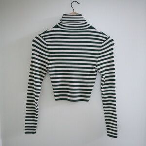 PRICE DROP! Zara Green/White Striped Turtleneck